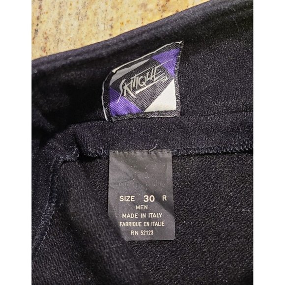 Vintage Men's Size  30 Skitique Black Embossed Ski Pants Wool Blend Italy - Picture 4 of 12